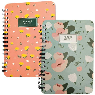 Floral Wirobound Pocket Notebook (A6), Pack of 2