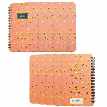 Pink Floral Wirobound Pocket Notebook (A6), Pack of 5