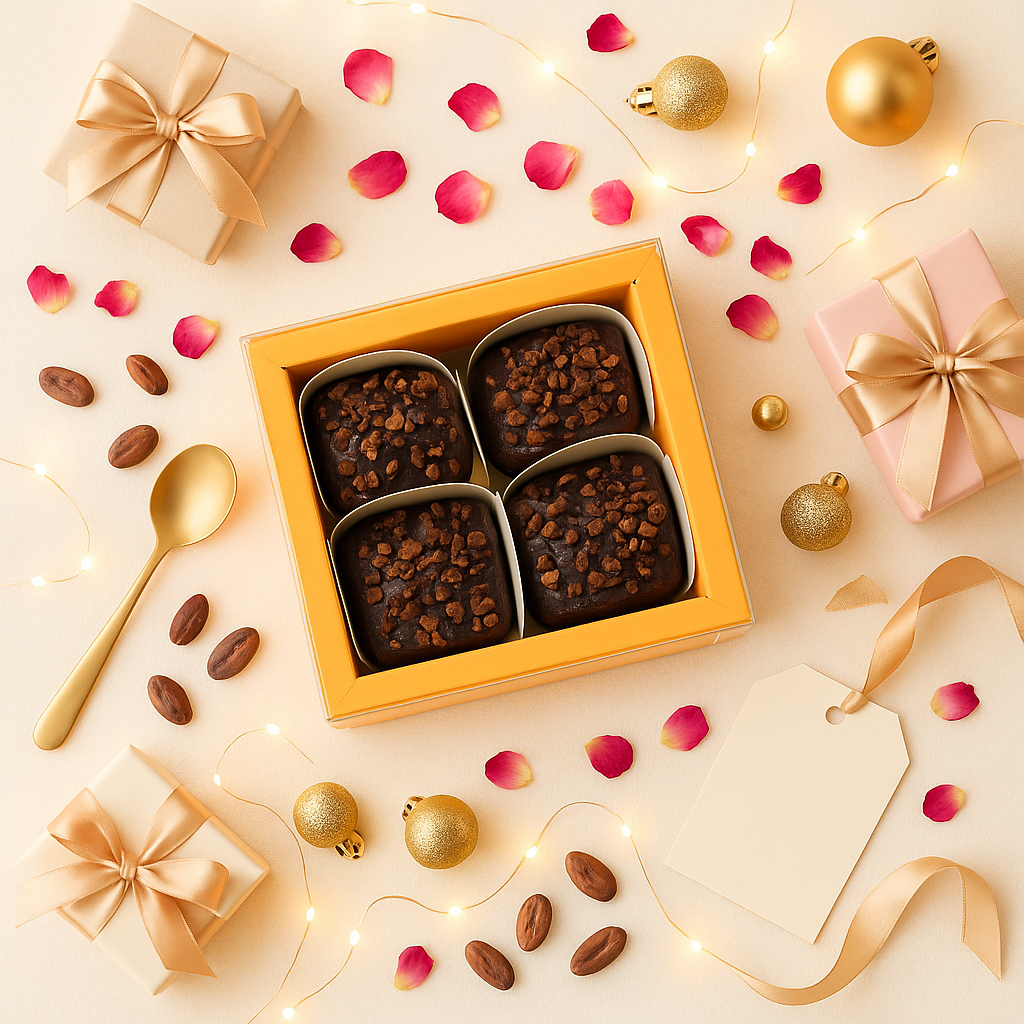 Peach Color Chocolate Gift Boxes with 4 Cavity for Truffles