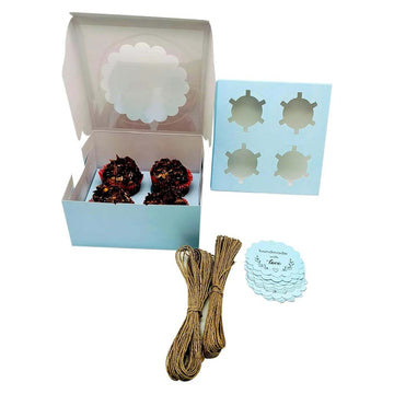 Blue Cupcake Box For 4, Pack of 10/20