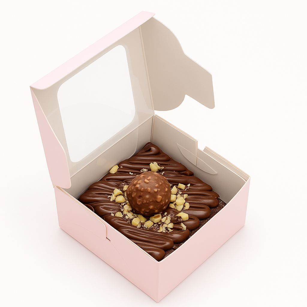 Pink Bakery Box with Window, Pack of 20, for Brownie, Donut, Ladoos, Chocolates, Macarons, Size 3.25x3.25x2 inches