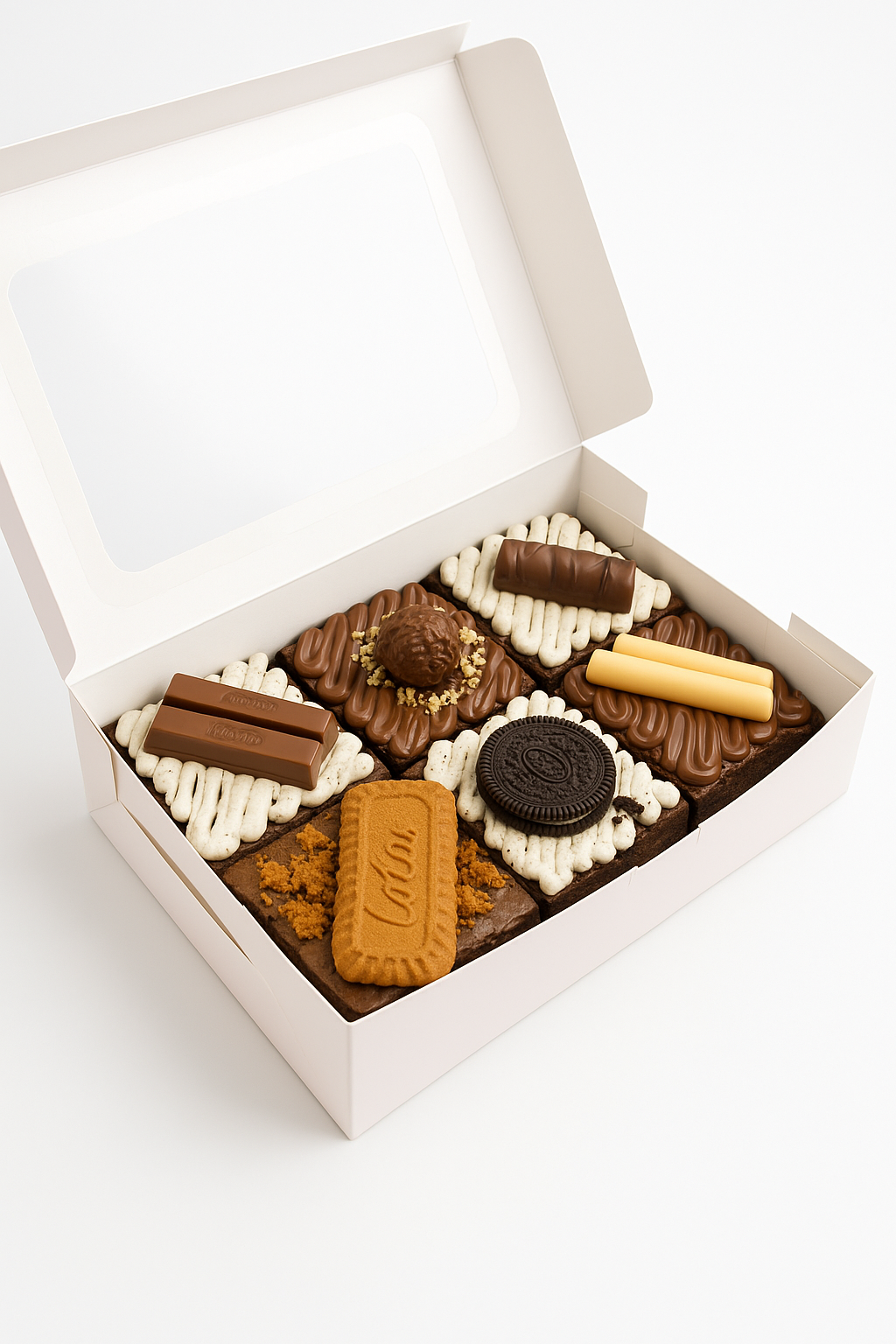 White Color Bakery Box with Window for 6 Brownies