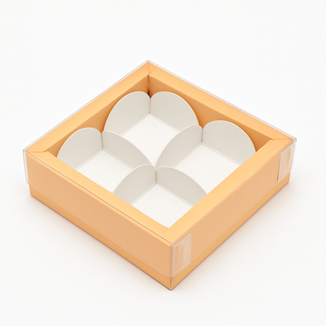 Peach Color Chocolate Gift Boxes with 4 Cavity for Truffles