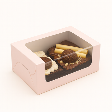 Pink Color Bakery Box with Window, Pack of 20 for 2 Brownies