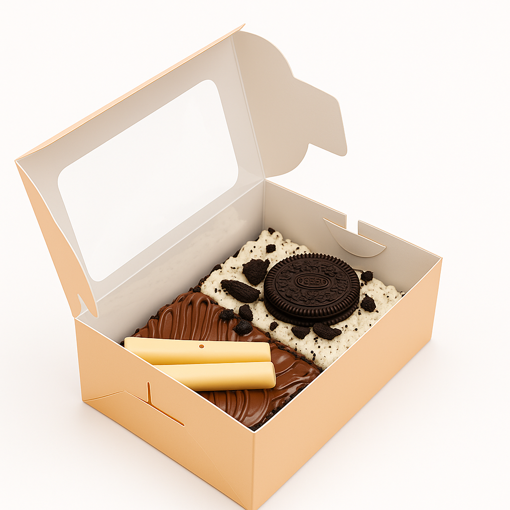 Peach Color Bakery Box with Window, Pack of 20 for 2 Brownies