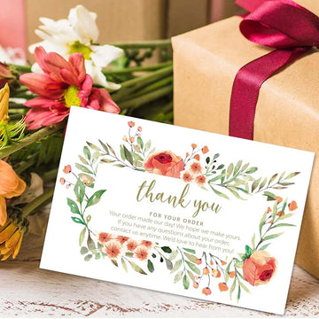 Orange Floral Thank You Card, Pack of 50