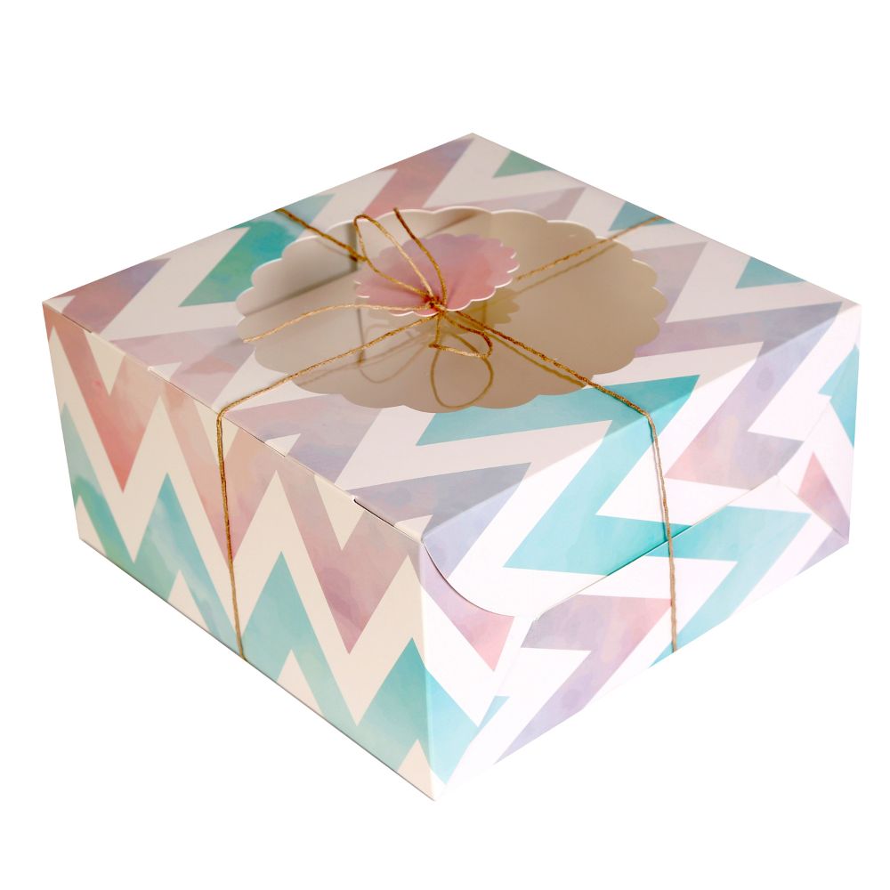 Pink & Blue Cake Box with Window, Pack of 10