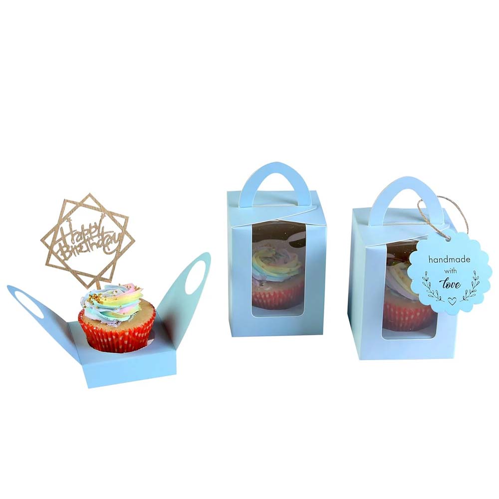 Blue Cupcake Box for 1, Pack of 25/50