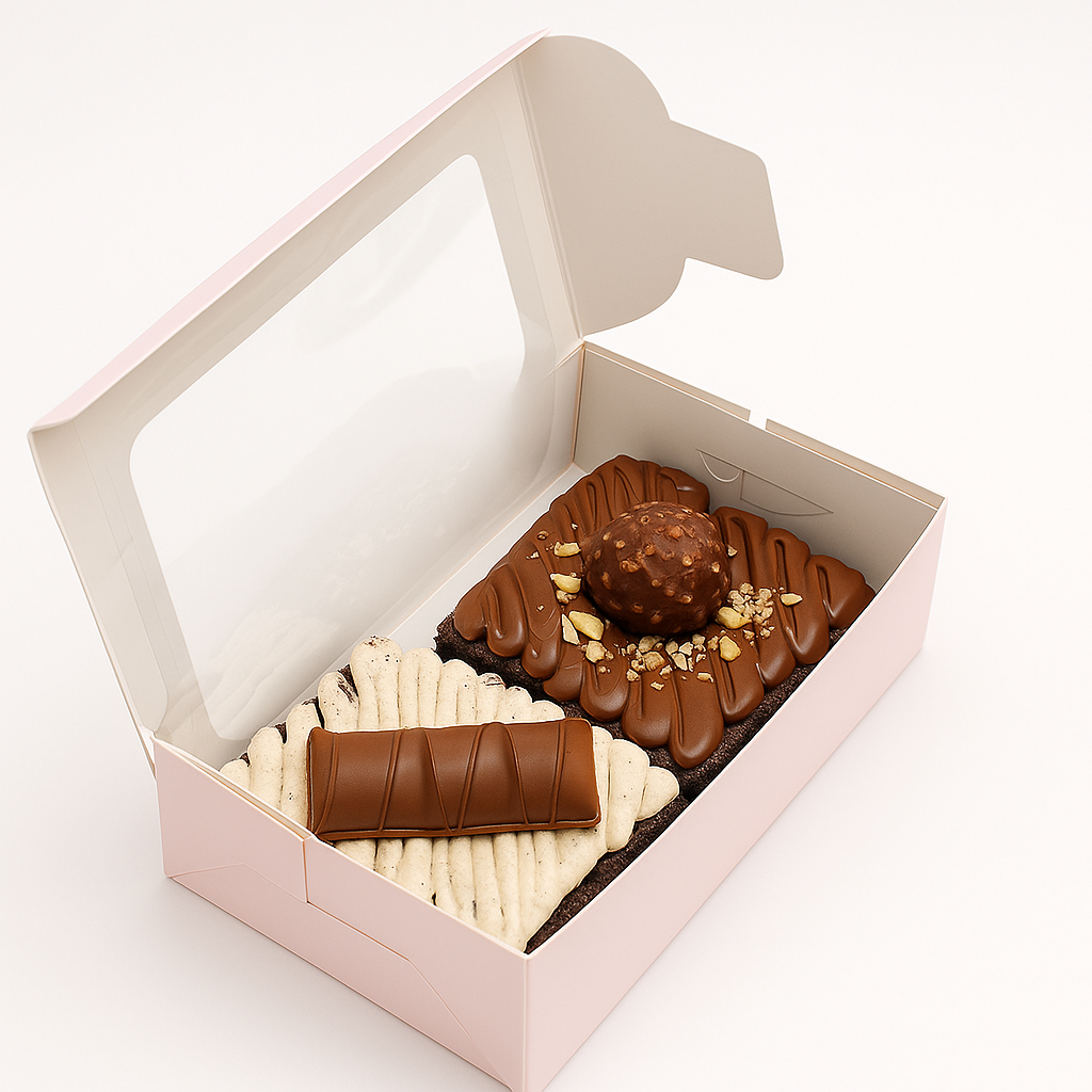 Pink Color Bakery Box with Window, Pack of 20 for 2 Brownies