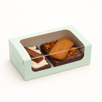 Green Bakery Box with Window – 2 Brownie Box (Pack of 20)