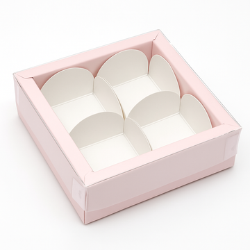 Pink Color Chocolate Gift Boxes with 4 Cavity for Truffles