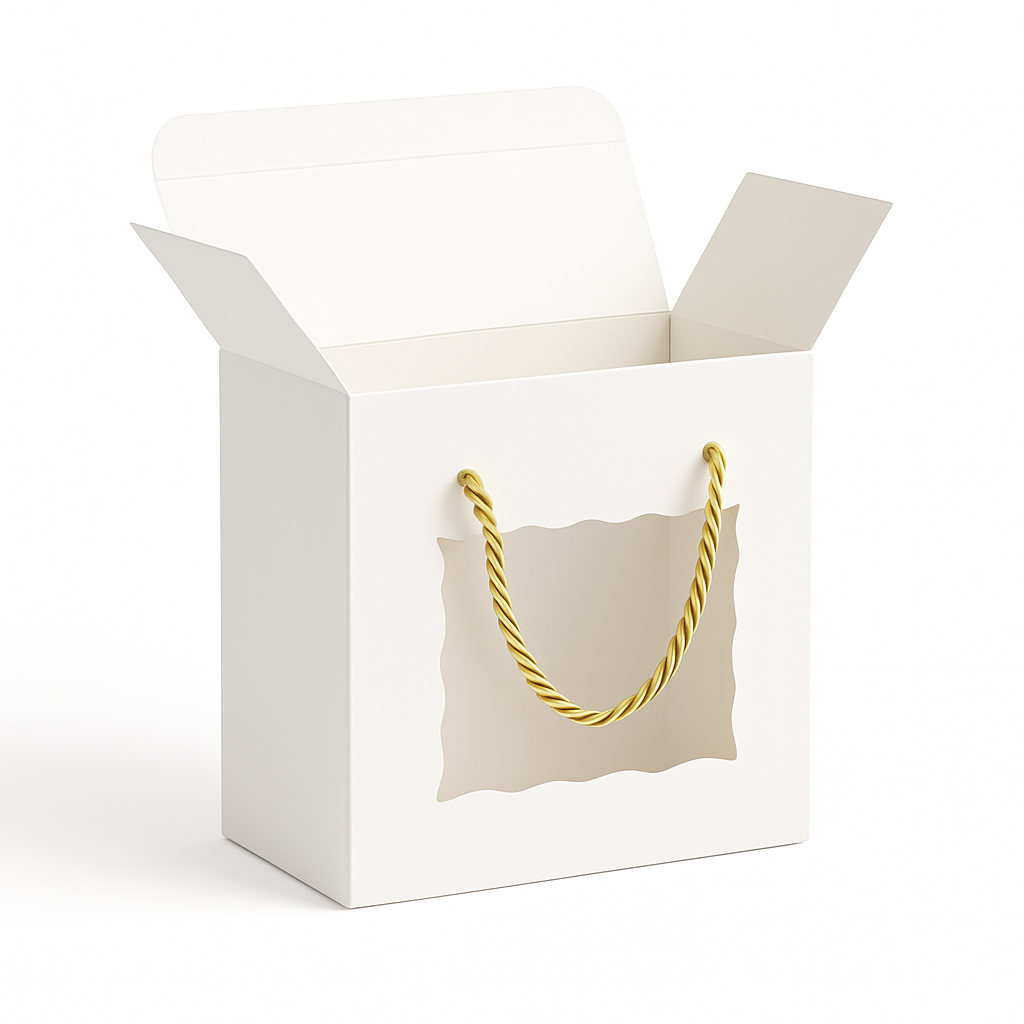 White Hamper Gift Boxes with Handles