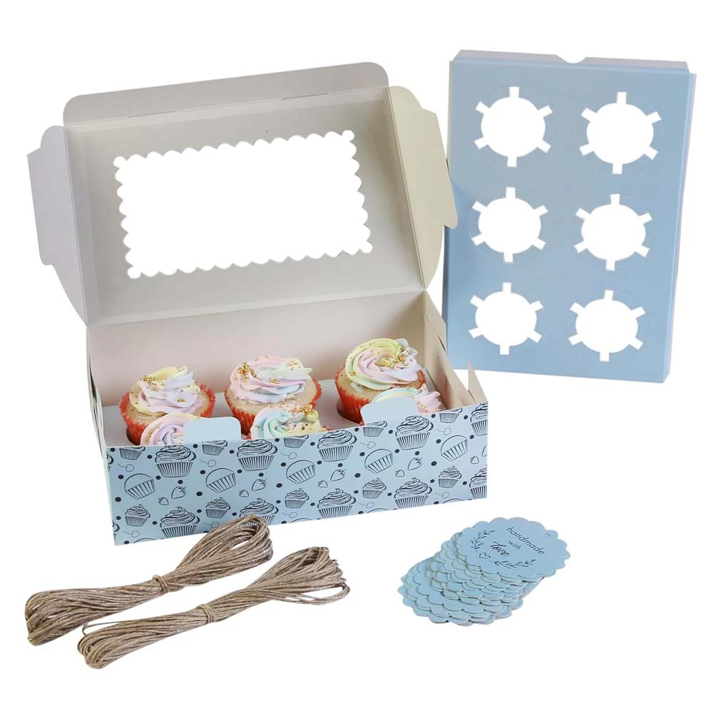 Blue Cupcake Box For 6, Pack of 10/20