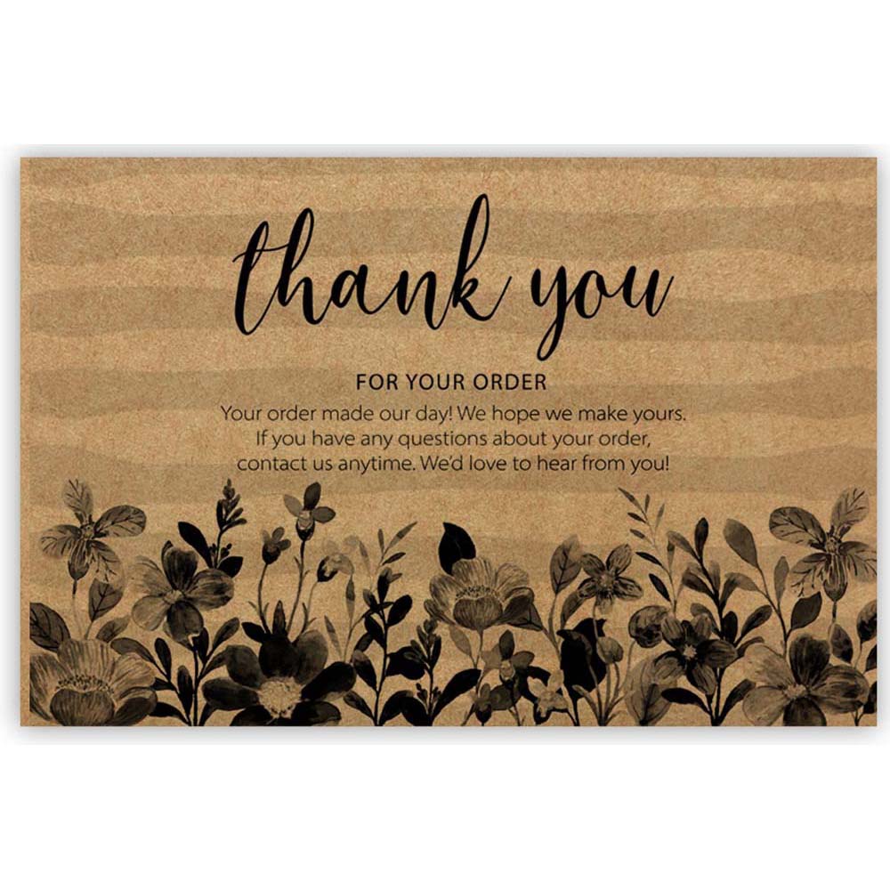 Brown Floral Thank You Card, Pack of 50