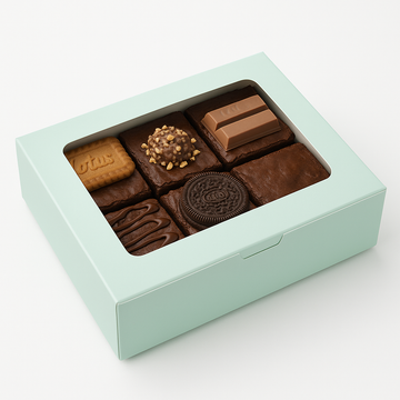 Green Bakery Box with Window | 6 Brownie Packaging Box