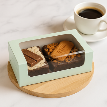 Green Color Bakery Box with Window, Pack of 20 for 2 Brownies