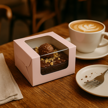 Pink Bakery Box with Window – Pack of 20 for Brownies