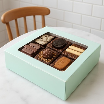 Green Color Bakery Box with Window for 6 Brownies