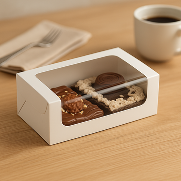 White Color Bakery Box with Window, Pack of 20 for 2 Brownies