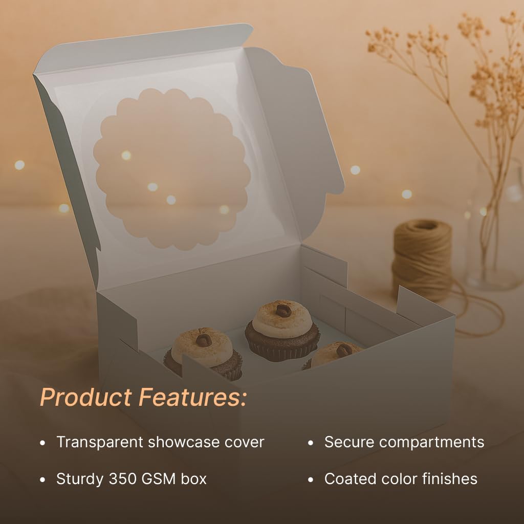 Blue Cupcake Box For 4, Pack of 10/20