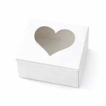 White Single Chocolate Gift Box with Heart Window