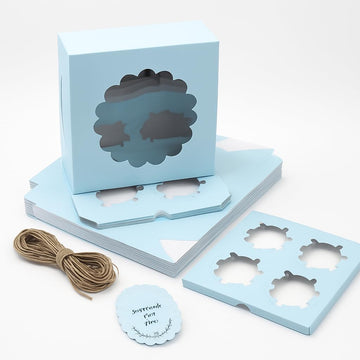 Blue Cupcake Box For 4, Pack of 10/20