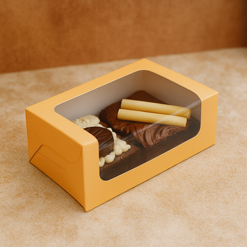 Peach Color Bakery Box with Window, Pack of 20 for 2 Brownies