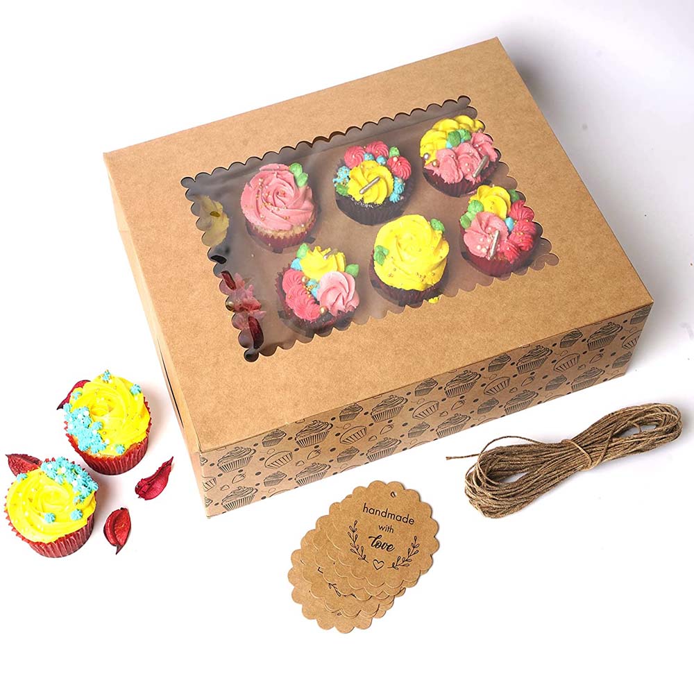 Kraft Cupcake Box For 12, Pack of 10/20