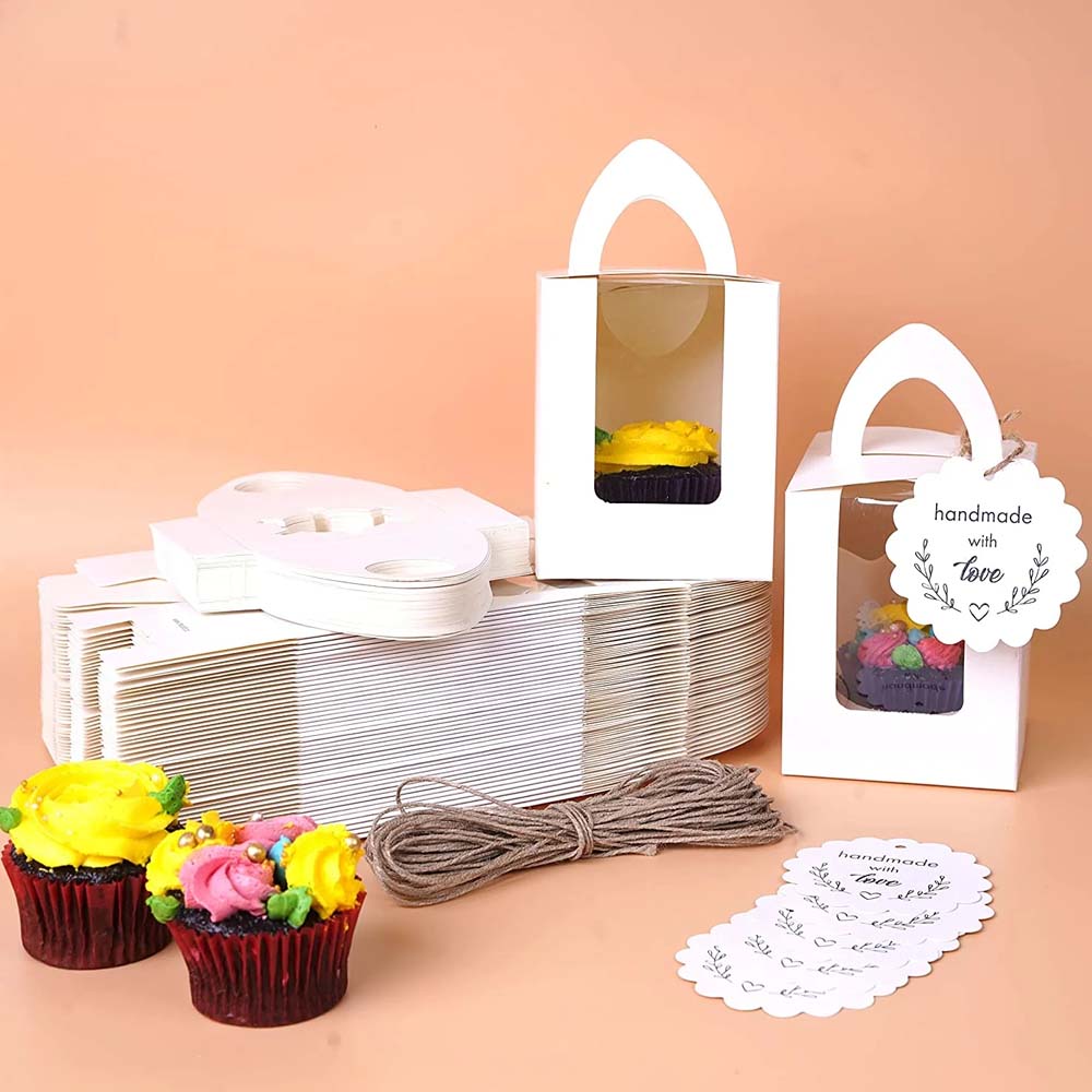 Plain White Cupcake Box for 1, Pack of 25/50