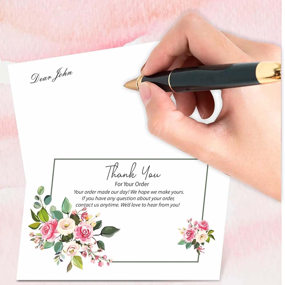 White Floral Thank You Card, Pack of 50