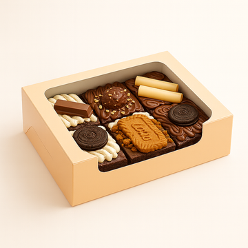 Peach Color Bakery Box with Window for 6 Brownies