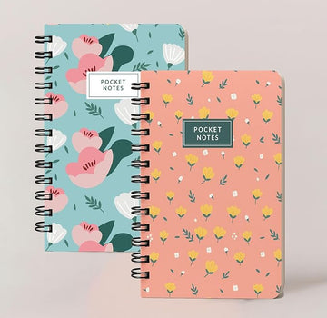 Floral Wirobound Pocket Notebook (A6), Pack of 2