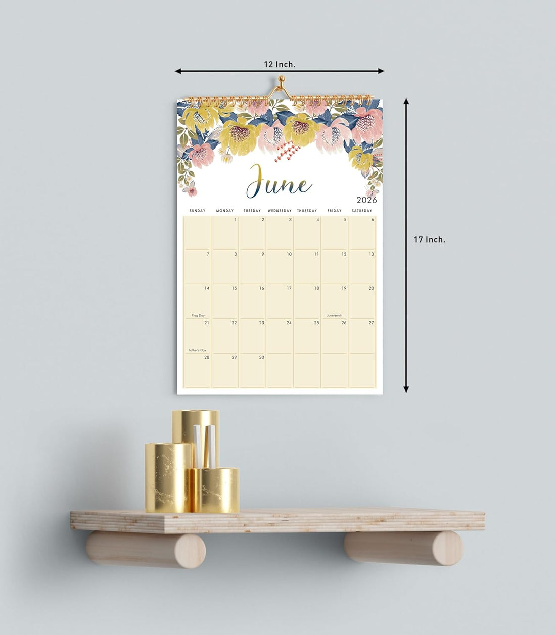 Floral Wall Calendar 2026