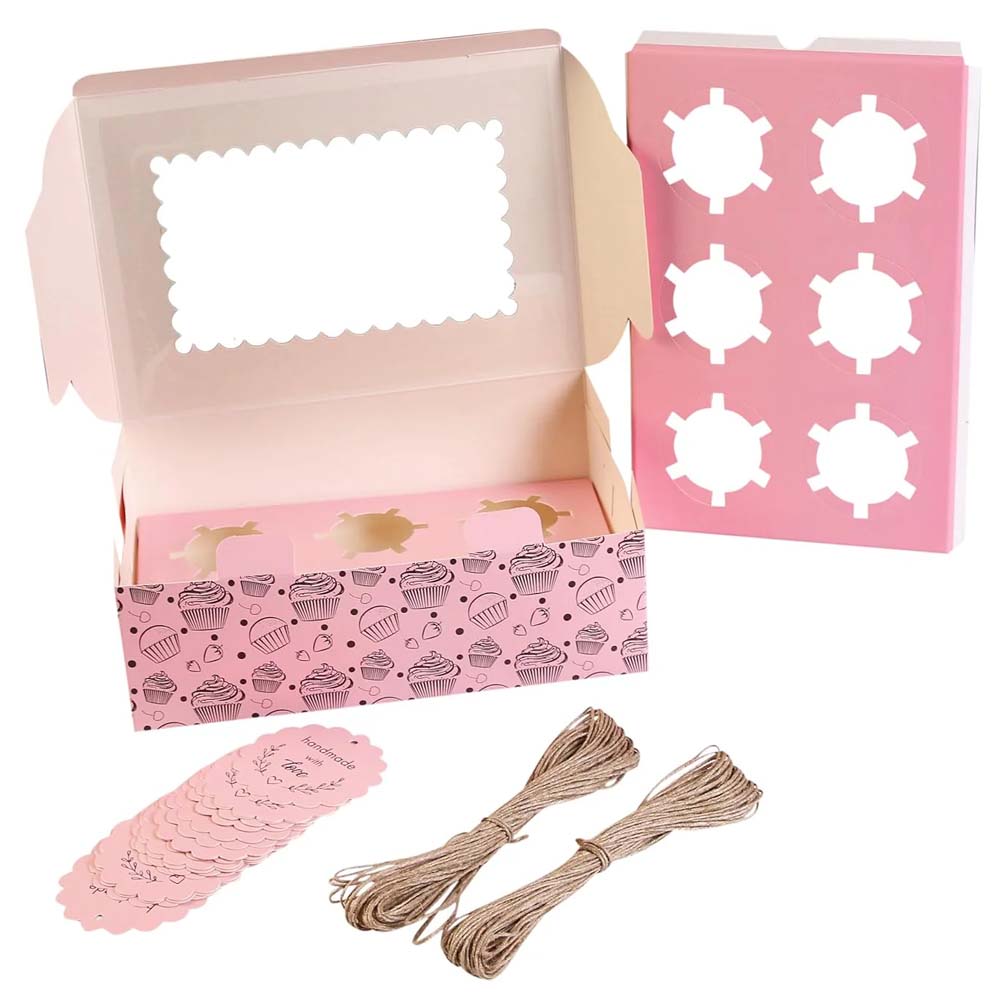 Pink Cupcake Box For 6, Pack of 10/20