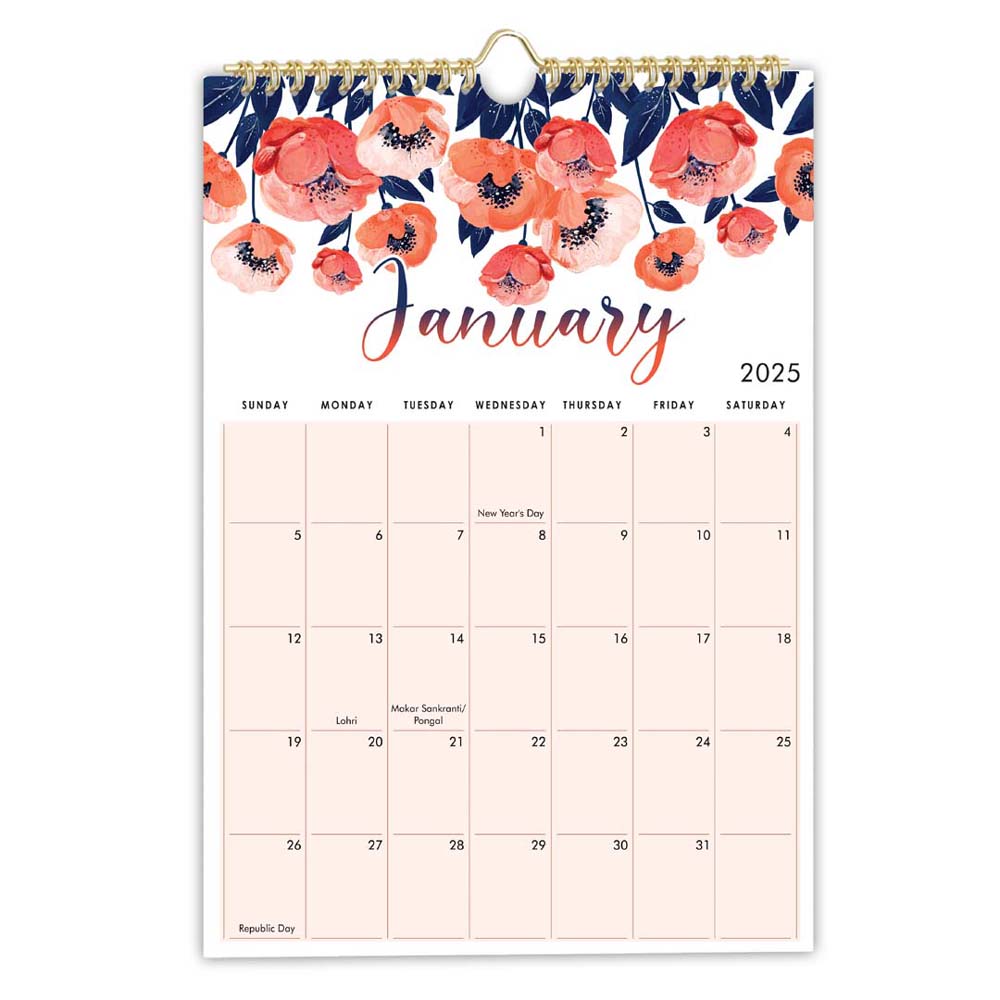 Floral Wall Calendar 2025