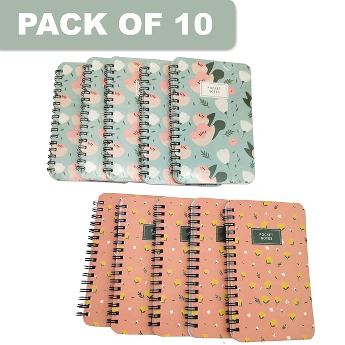 Floral Wirobound Pocket Notebook (A6), Pack of 10