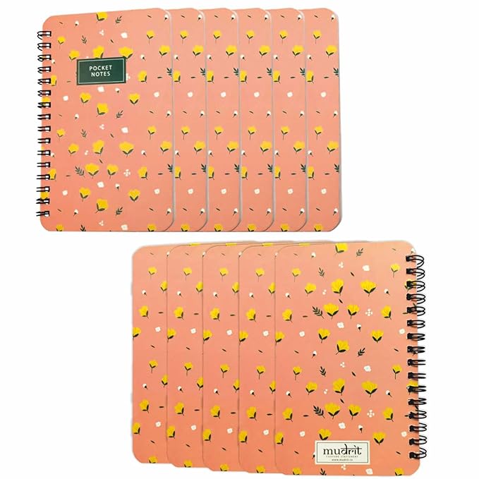 Pink Floral Wirobound Pocket Notebook (A6), Pack of 5