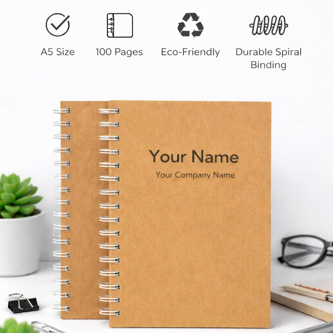 Kraft Spiral Notebook A4 Size Wide Ruled