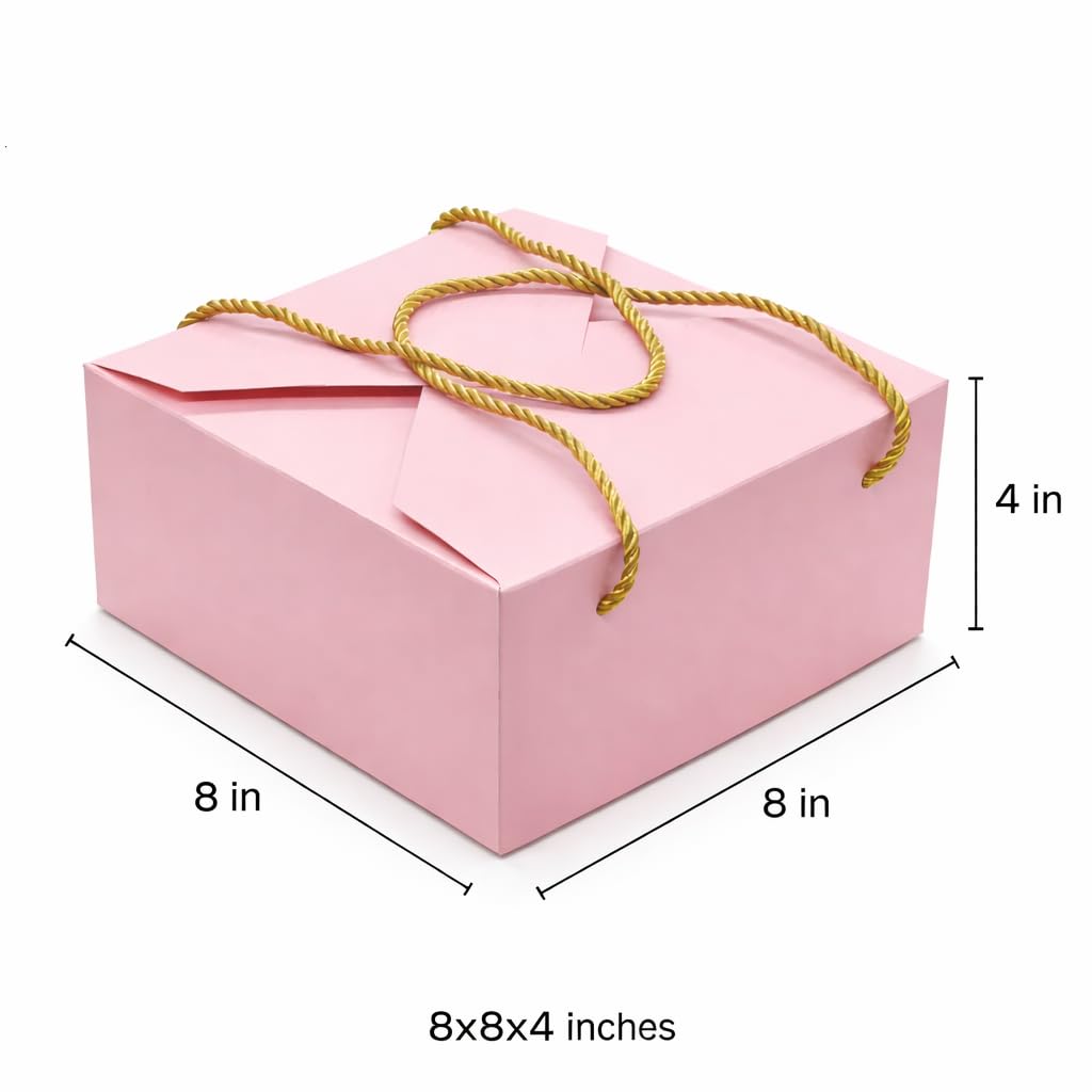 Pink Gift Box Bags with Handle, Pack of 10