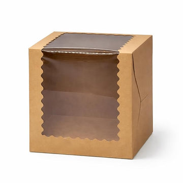 Kraft Tall Cake Boxes with Window, Pack of 5