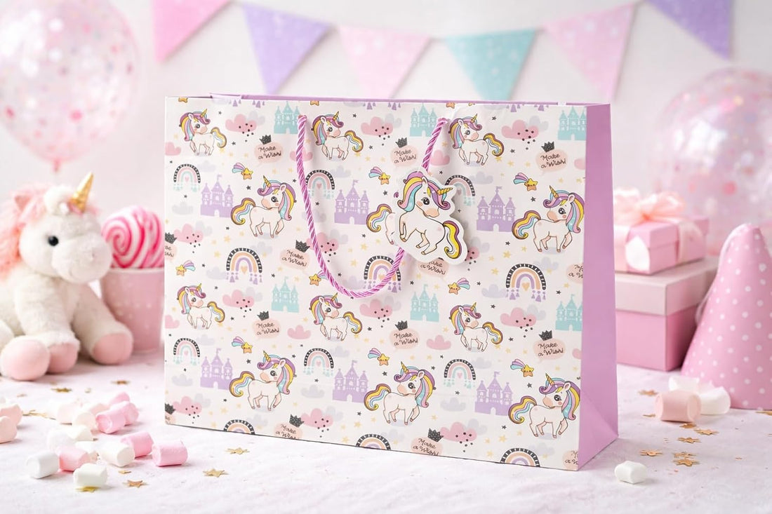 Unicorn Gift Carry Bags with Cute Tags (Pack of 5)