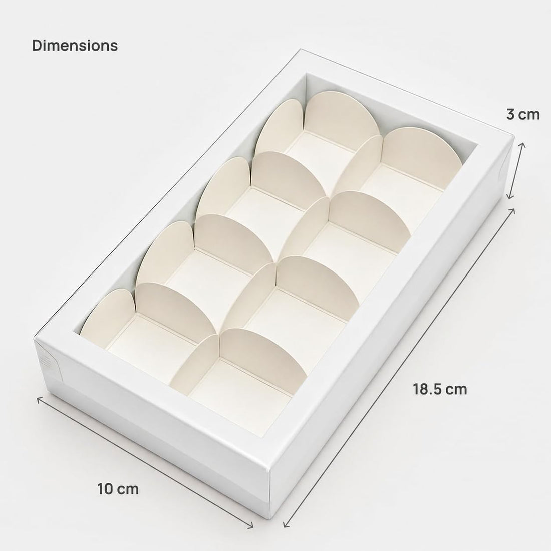 White Color Chocolate Gift Boxes with 8 Cavity, pack of 10/20