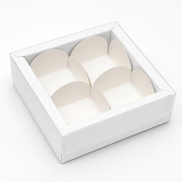 White Color Chocolate Gift Boxes with 4 Cavity, pack of 20