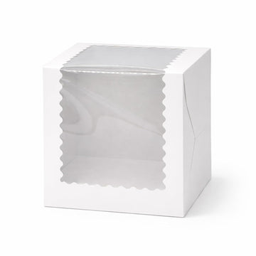 White Tall Cake Boxes with Window, Pack of 5
